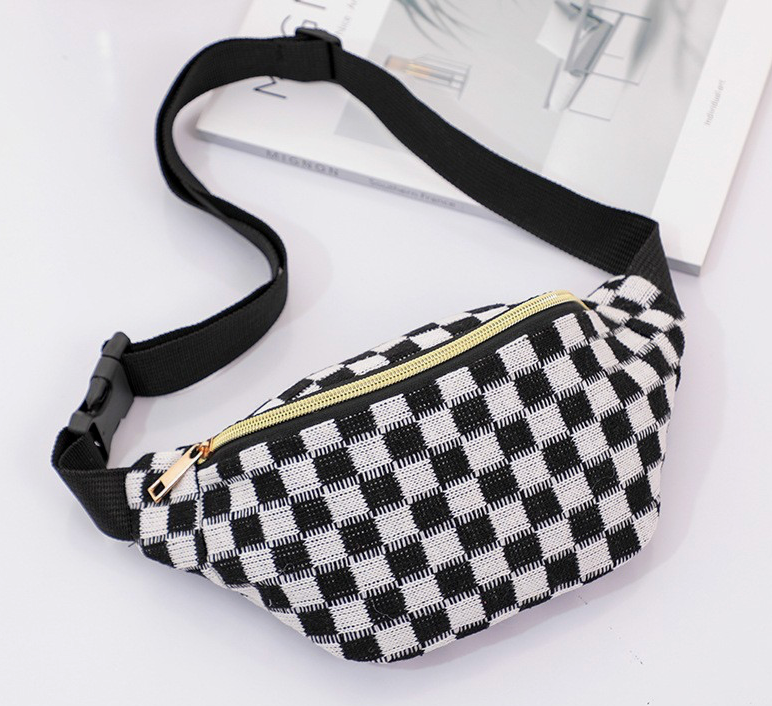 Black & White Checkered Fanny Bag