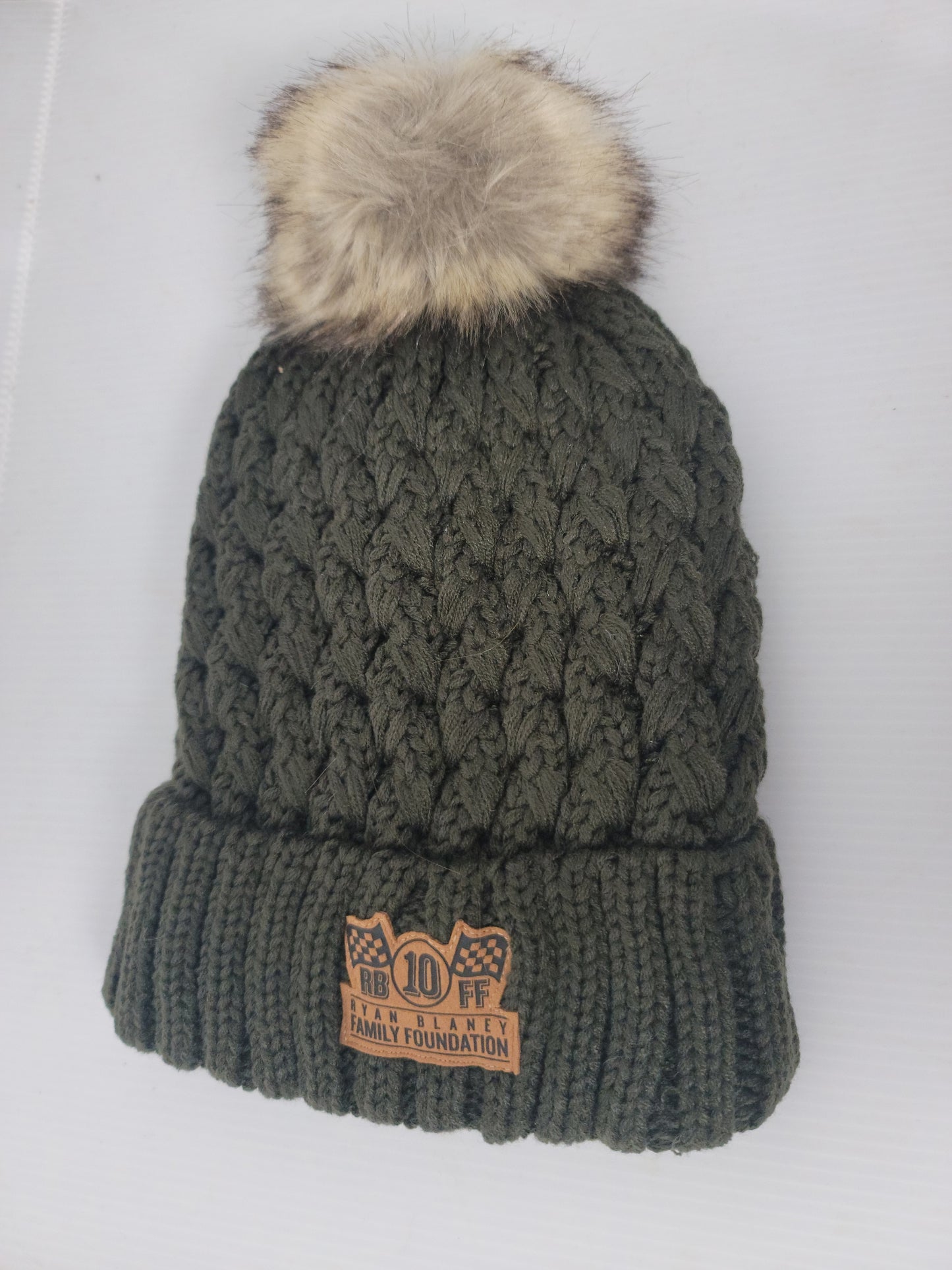 Pom Beanie w/ Suede Patch