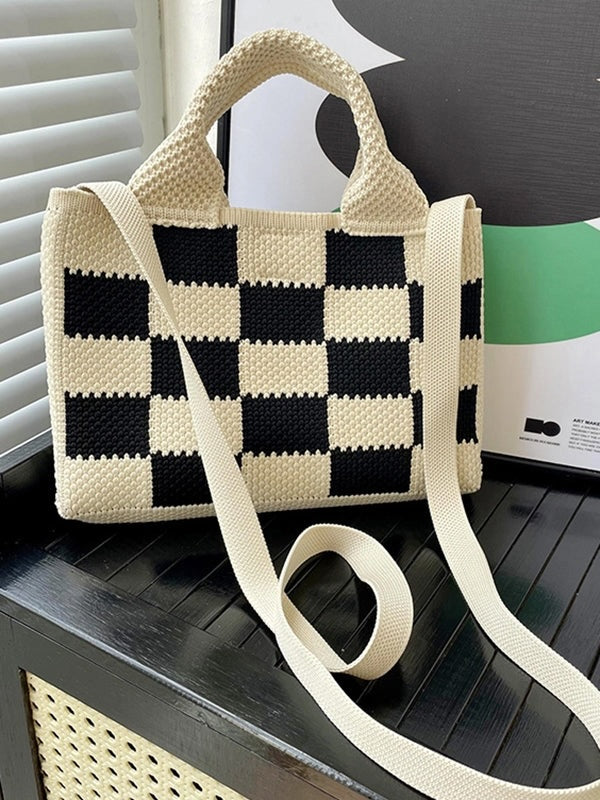 Checkerboard Woven Handbag Crossbody Bags