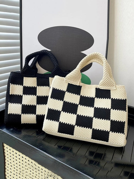 Checkerboard Woven Handbag Crossbody Bags